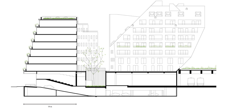 05 Corentin - Coupe bâtiment A et élévation bâtiment B